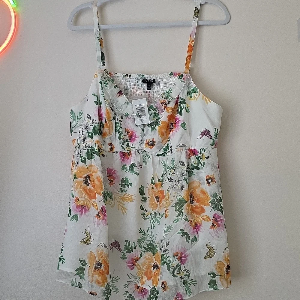 Torrid Floral with Orange and Green Accents